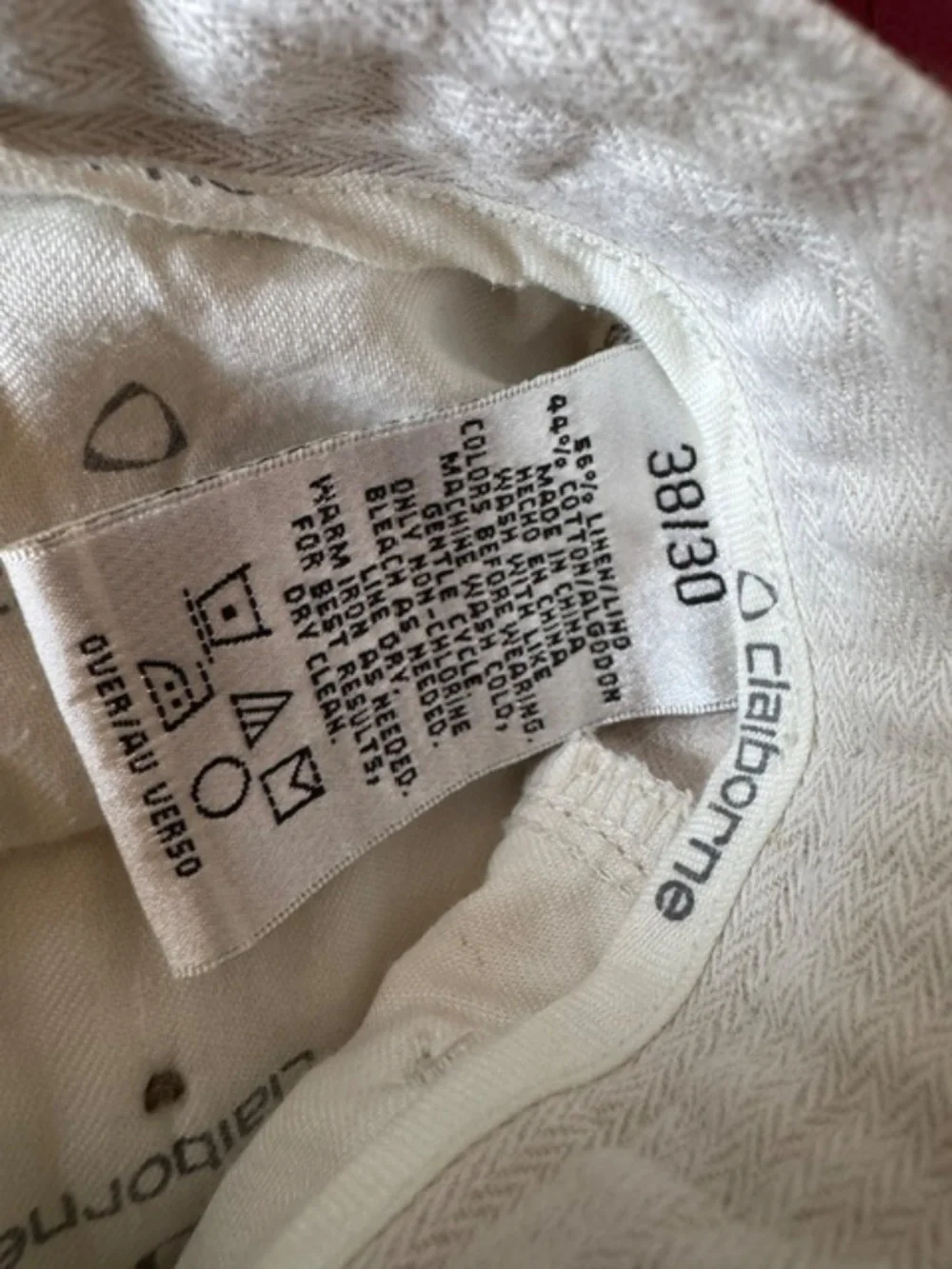 Liz Clayborne egg shell color pants size 38  herringbone